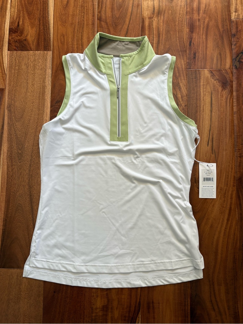 GGBLUE Desi Sleeveless Top White/Pistachio NWT